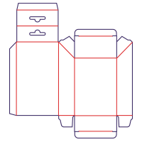 Pudełko z klapą skośną z zawieszką - rozkrój