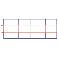 Pudełko cztery klapy - rozkrój