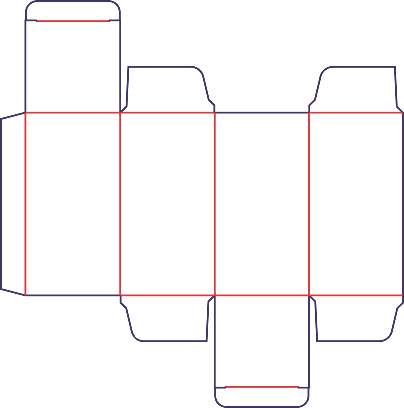 Pudełko dwie klapy naprzemianległe - rozkrój