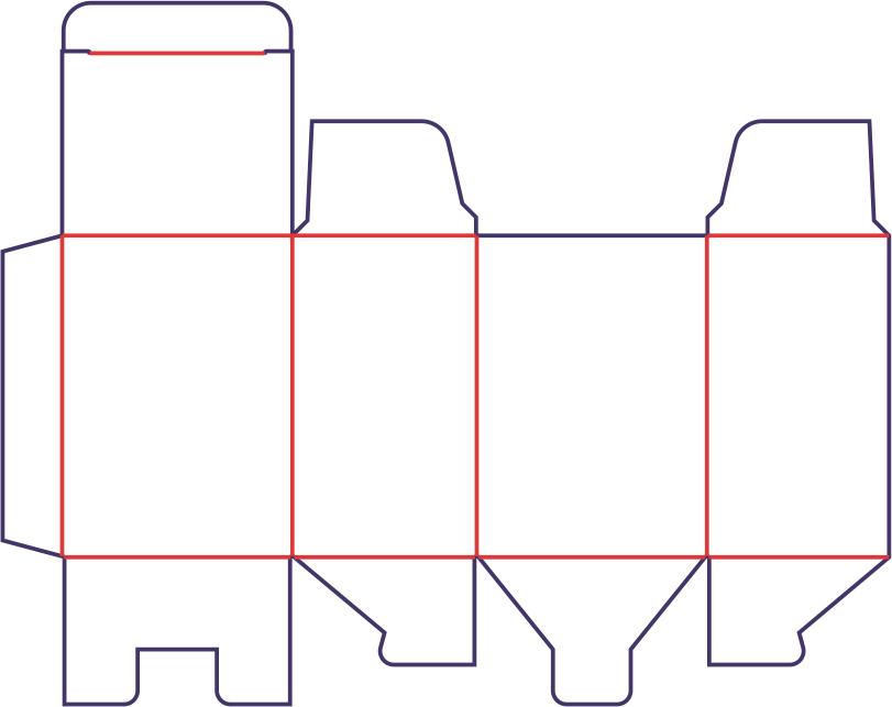 Pudełko góra 1 klapa, dno z zamkiem - rozkrój