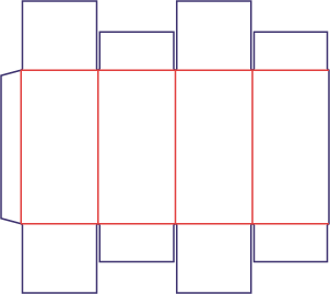 Pudełko cztery klapy - rozkrój