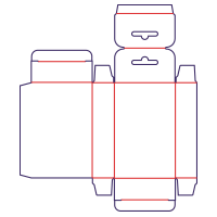 Pudełko dwie klapy naprzemianległe z zawieszką - rozkrój