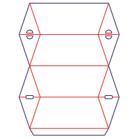 Pudełko poduszka wielokątne - rozkrój